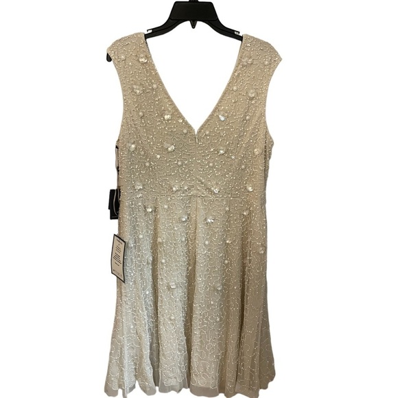 ADRIANNA PAPELL Beaded Cocktail Dress Ivory/Pearl New with Tags! - Picture 3 of 8